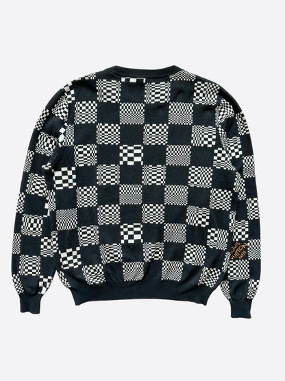 Louis Vuitton Black & White Distorted Damier Sweater