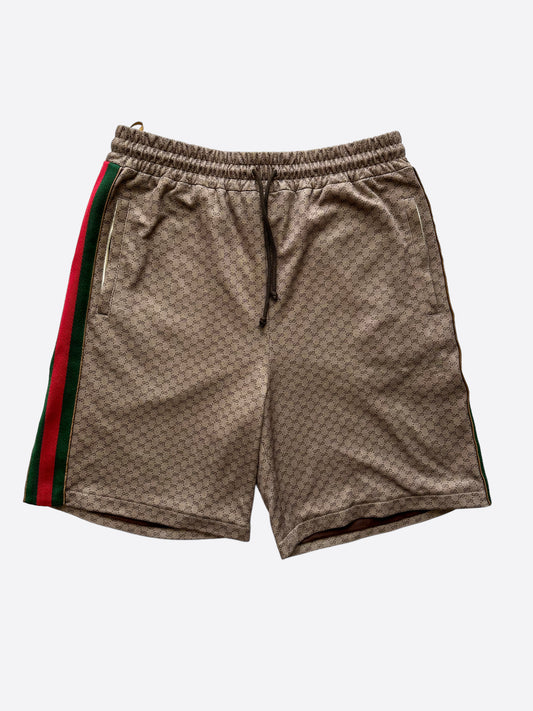 Gucci Tan Mini GG Monogram Striped Shorts