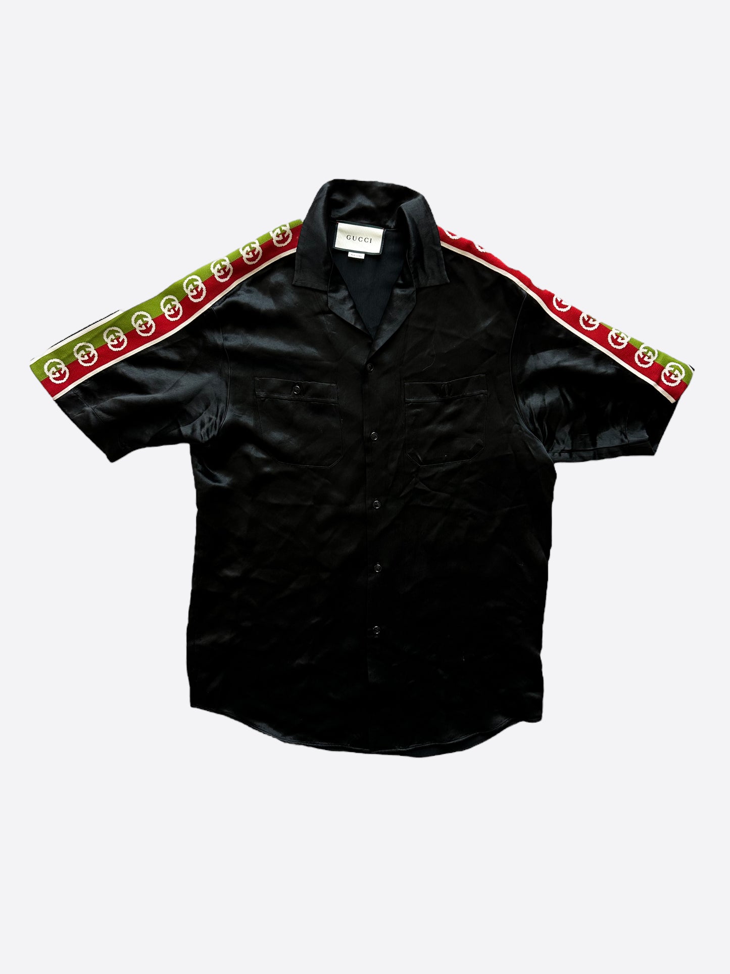Gucci Black GG Monogram Striped Button Up Shirt