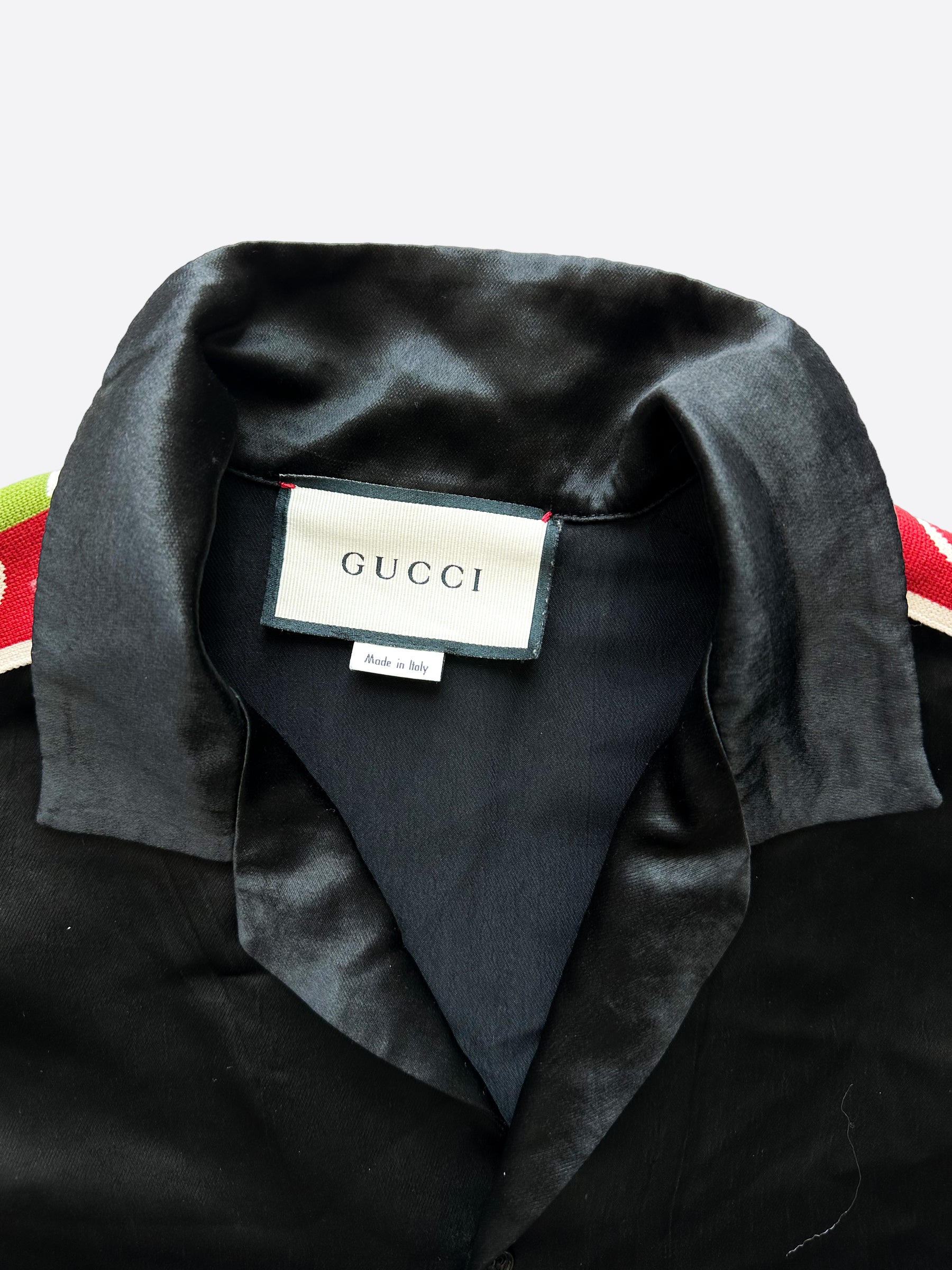 Gucci Black GG Monogram Striped Button Up Shirt