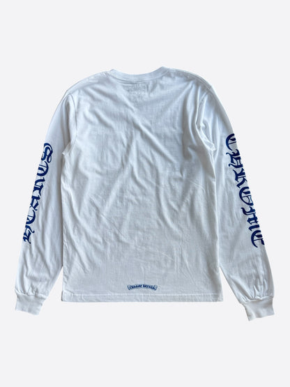 Chrome Hearts White & Blue Neck Logo Longsleeve T-Shirt