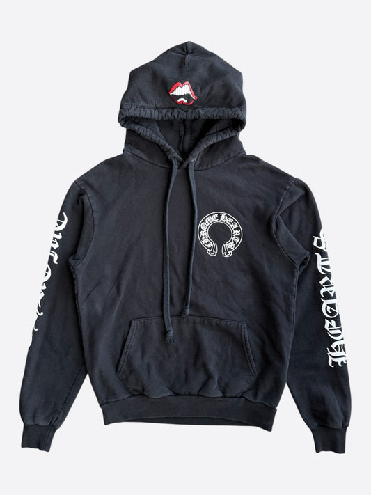 Chrome Hearts Black & White Horseshoe Chomper Logo Hoodie