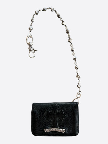 Chrome Hearts Black Cross Wallet & Silver Dice Wallet Chain