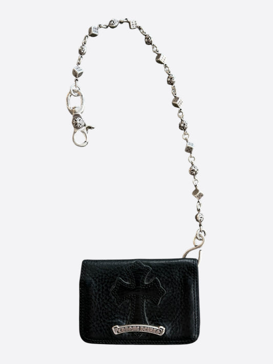 Chrome Hearts Black Cross Wallet & Silver Dice Wallet Chain