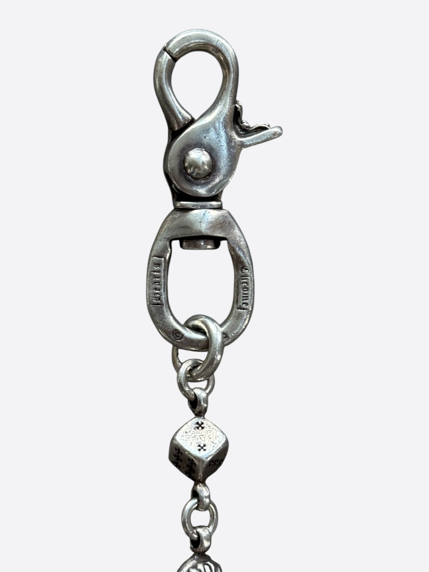 Chrome Hearts Black Cross Wallet & Silver Dice Wallet Chain