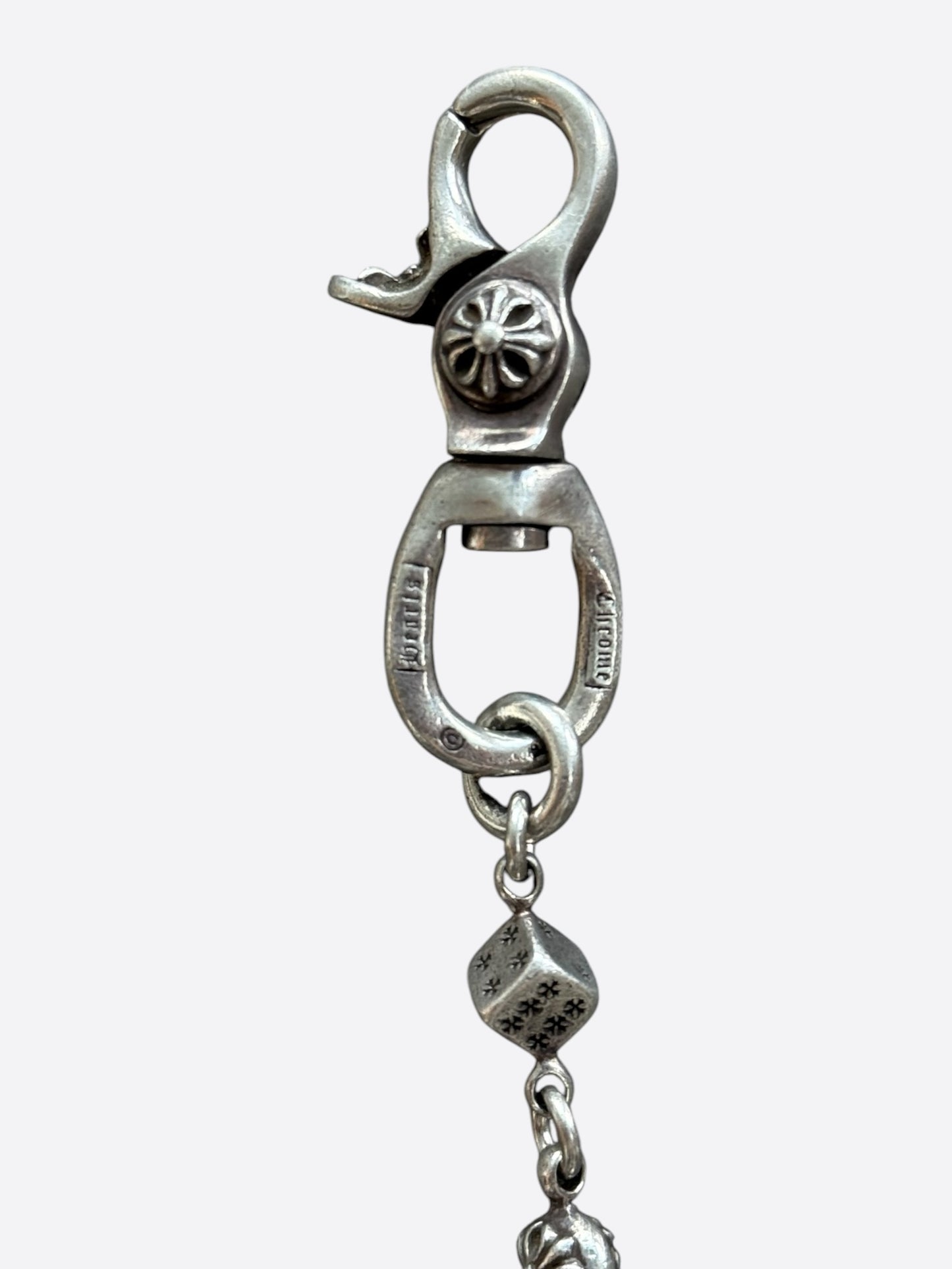 Chrome Hearts Black Cross Wallet & Silver Dice Wallet Chain