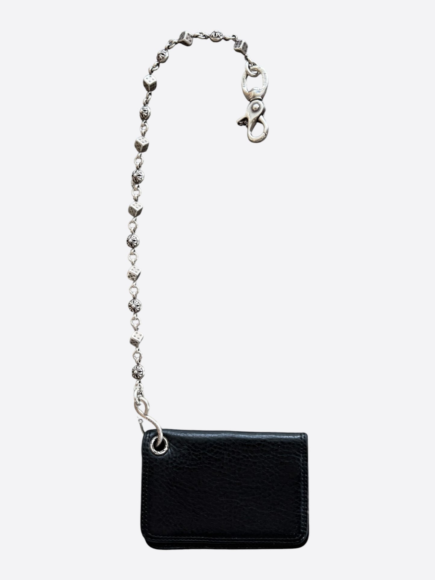 Chrome Hearts Black Cross Wallet & Silver Dice Wallet Chain