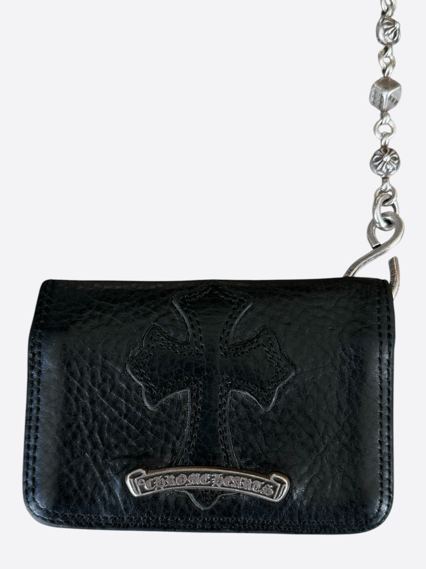 Chrome Hearts Black Cross Wallet & Silver Dice Wallet Chain