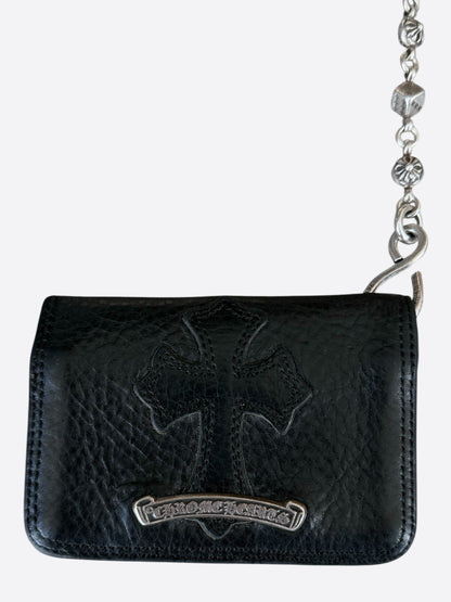 Chrome Hearts Black Cross Wallet & Silver Dice Wallet Chain