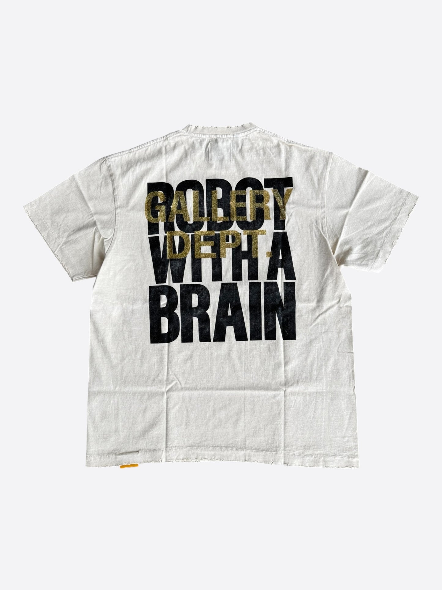 Gallery Dept Antique White ATK Human Robot Glitter Logo T-Shirt