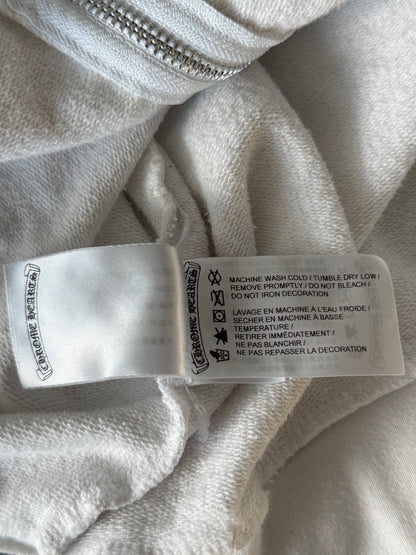 Chrome Hearts White & Black Cross Jacquard Horseshoe Logo Zip Up Hoodie