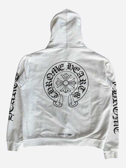 Chrome Hearts White & Black Cross Jacquard Horseshoe Logo Zip Up Hoodie