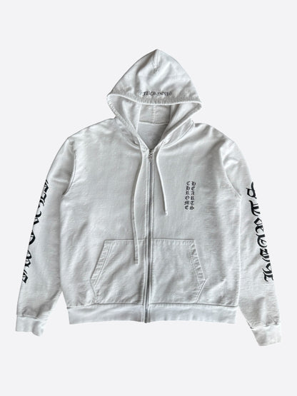 Chrome Hearts White & Black Cross Jacquard Horseshoe Logo Zip Up Hoodie