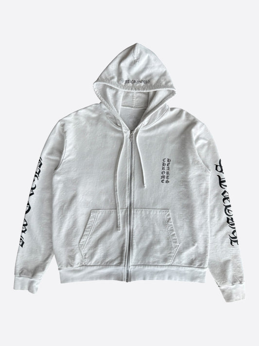 Chrome Hearts White & Black Cross Jacquard Horseshoe Logo Zip Up Hoodie
