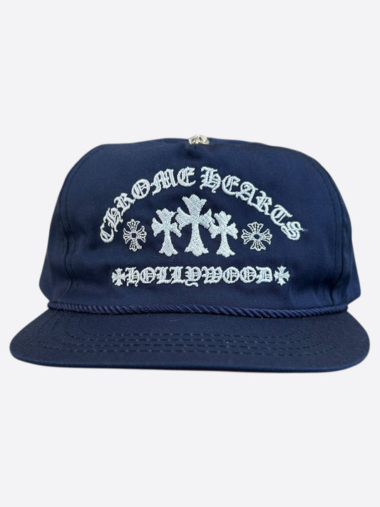 Chrome Hearts Navy & White Triple Cross Embroidered Hat