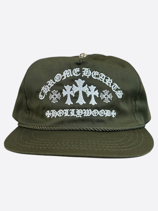 Chrome Hearts Olive & White Triple Cross Embroidered Hat