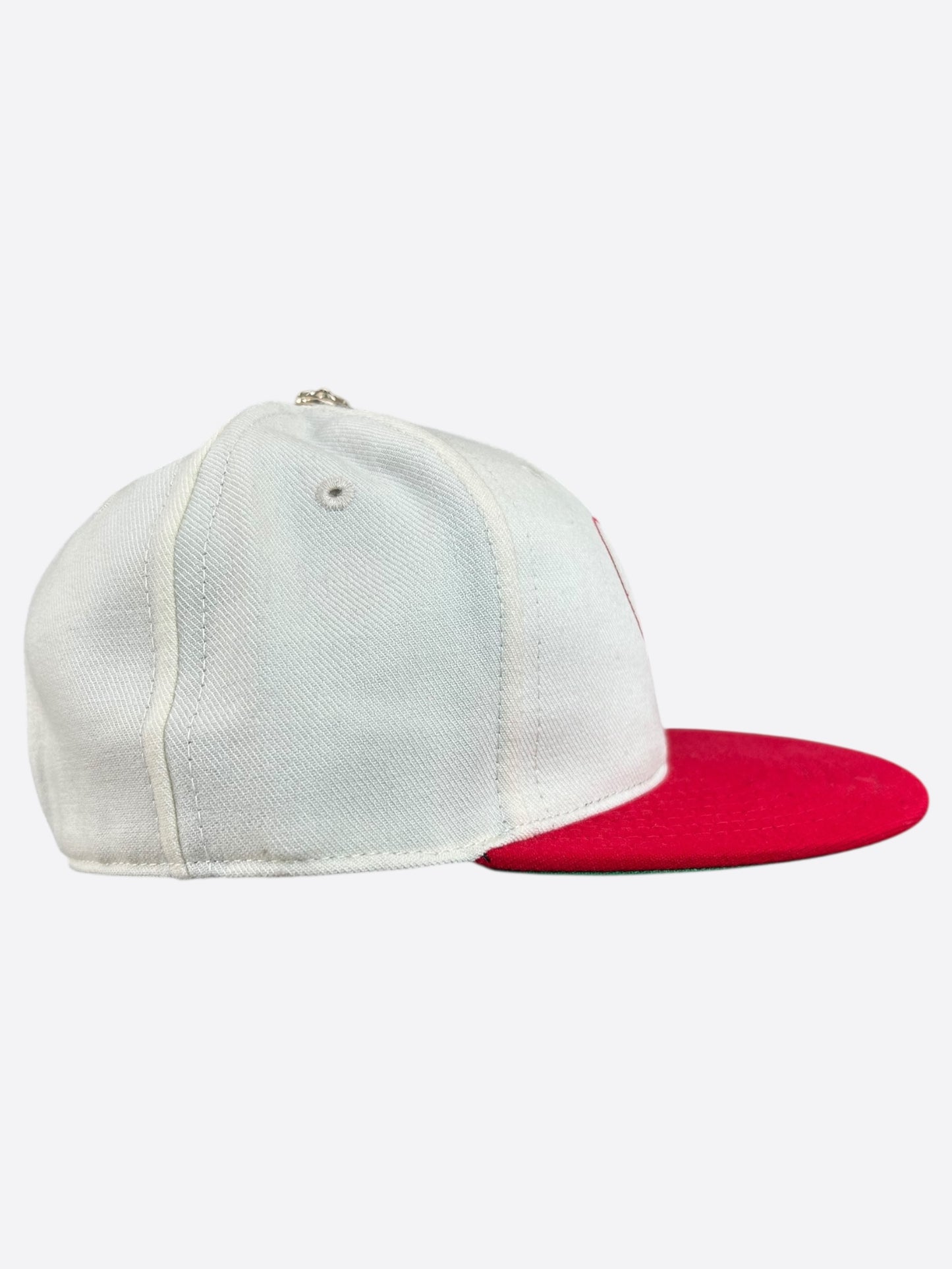 Chrome Hearts White & Red Heart Logo Fitted Hat