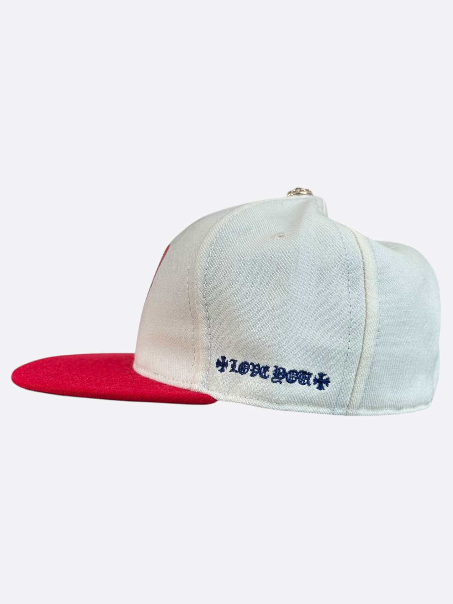 Chrome Hearts White & Red Heart Logo Fitted Hat