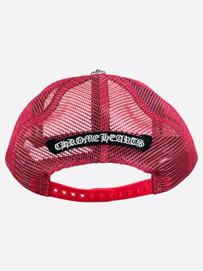Chrome Hearts Red & White Multicolor Cross Trucker Hat