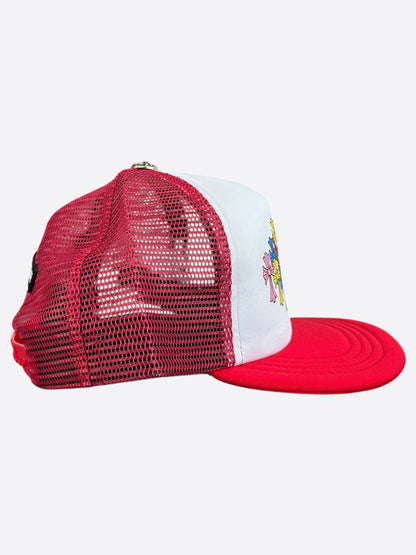 Chrome Hearts Red & White Multicolor Cross Trucker Hat