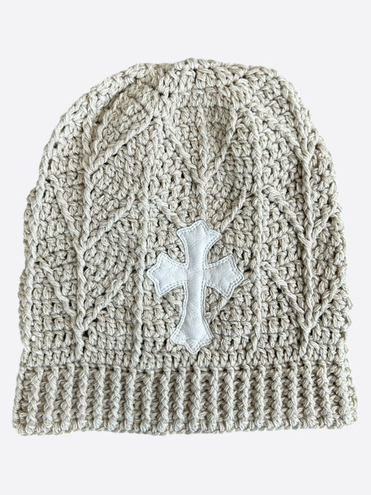 Chrome Hearts Beige & White Cross Patch Cashmere Beanie