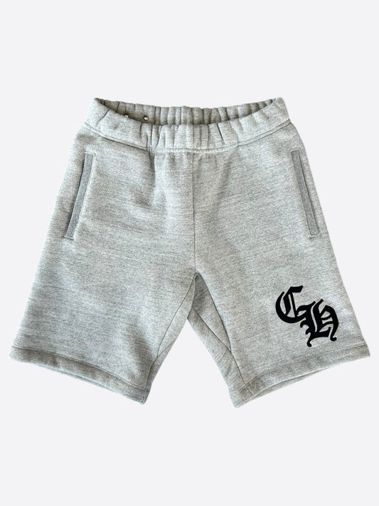 Chrome Hearts Grey & Black CH Logo Embroidered Shorts
