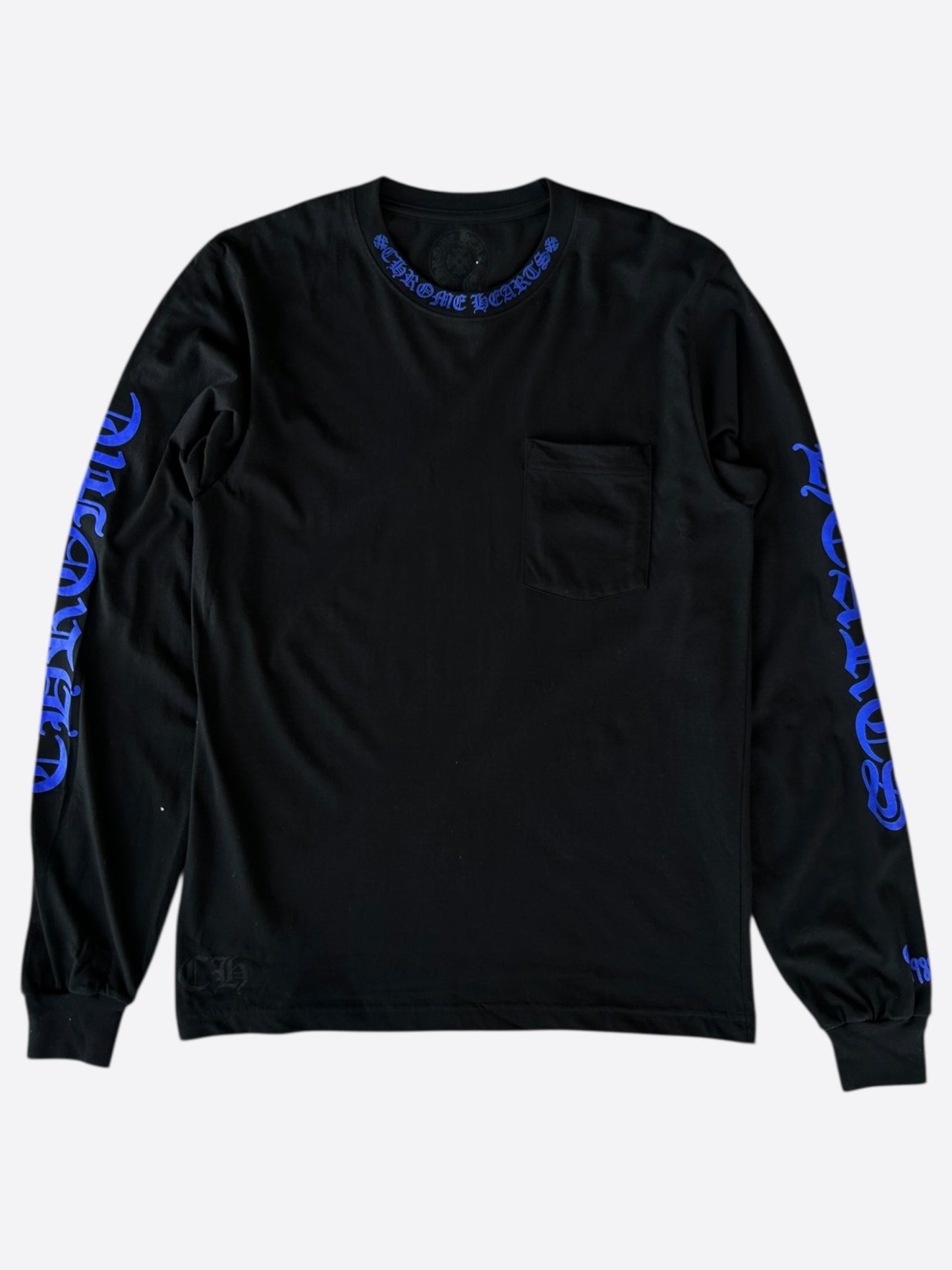 Chrome Hearts Black & Blue Neck Logo Longsleeve T-Shirt