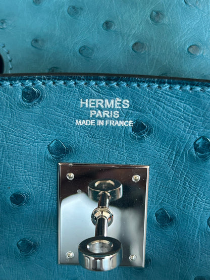Hermes Blue Ostrich Birkin 30
