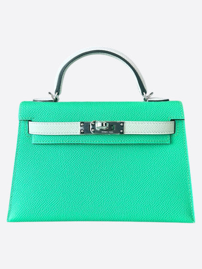 Hermes Green & White Epsom Mini Kelly 20