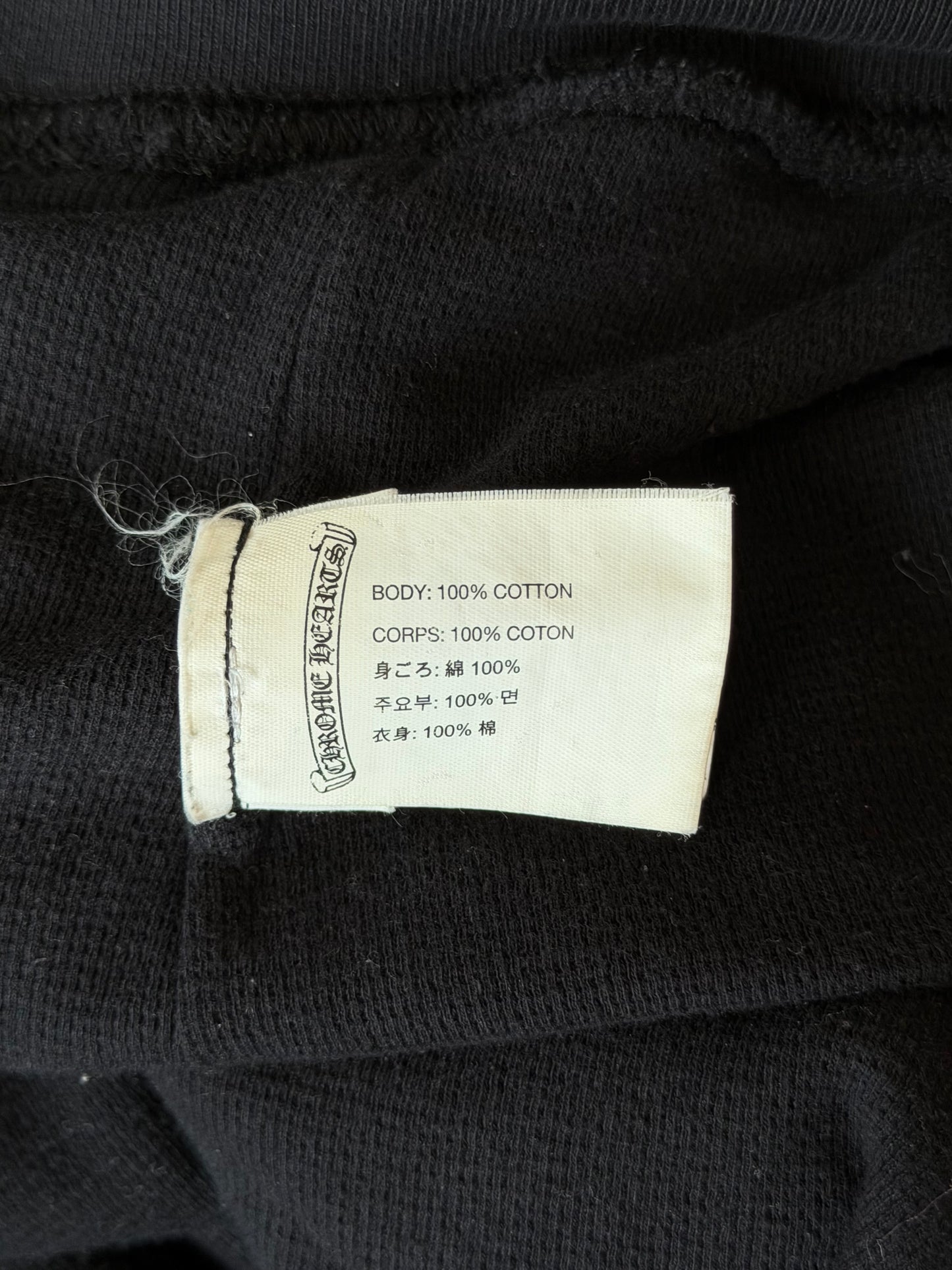 Chrome Hearts Black & White Malibu Cross Logo Zip Up Thermal Hoodie