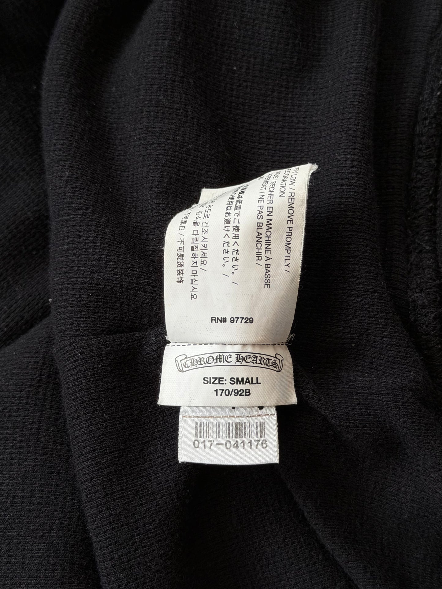 Chrome Hearts Black & White Malibu Cross Logo Zip Up Thermal Hoodie