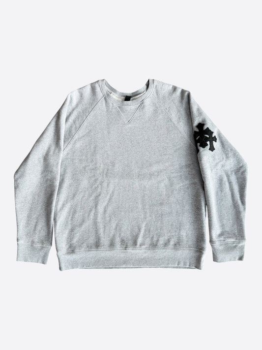 Chrome Hearts Grey & Black Triple Cross Patch Paper Jam Sweater
