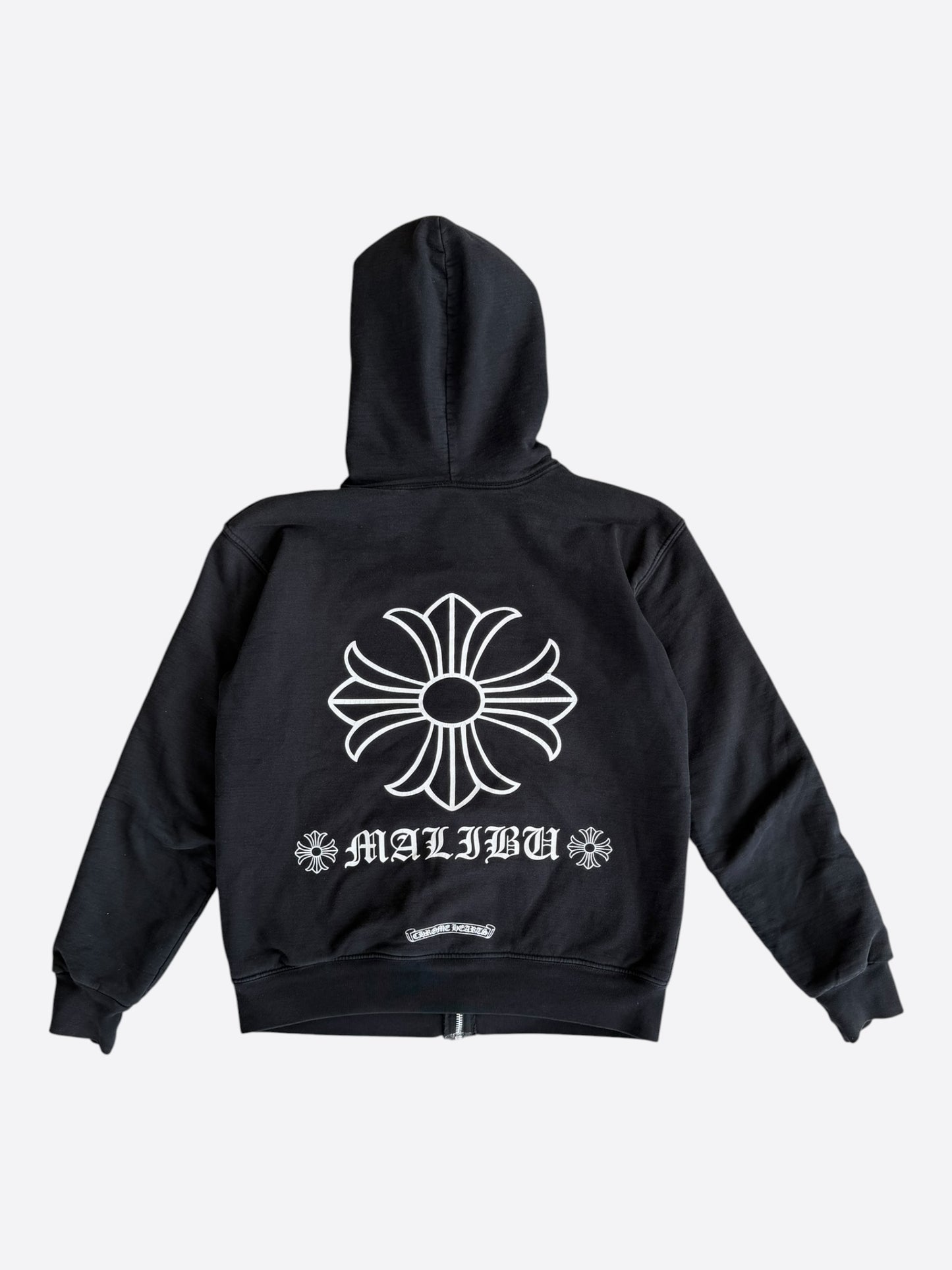 Chrome Hearts Black & White Malibu Cross Logo Zip Up Thermal Hoodie