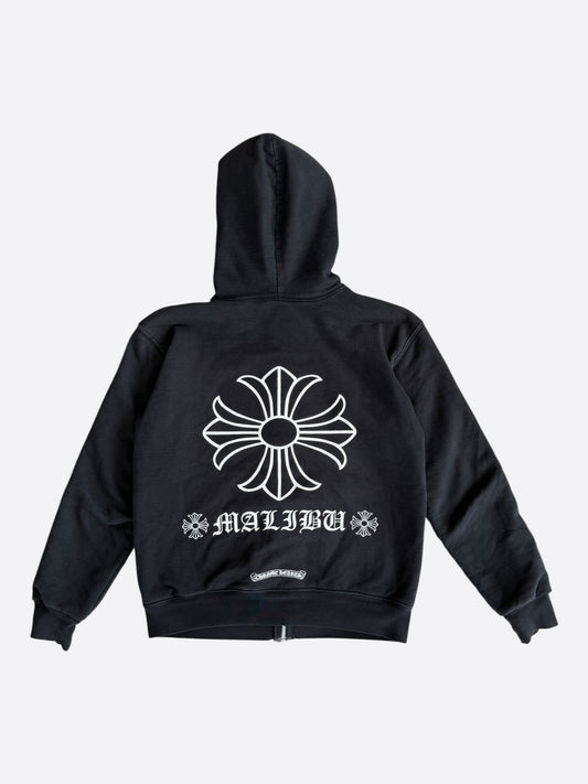 Chrome Hearts Black & White Malibu Cross Logo Zip Up Thermal Hoodie
