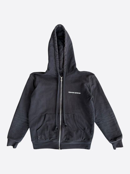 Chrome Hearts Black & White Malibu Cross Logo Zip Up Thermal Hoodie