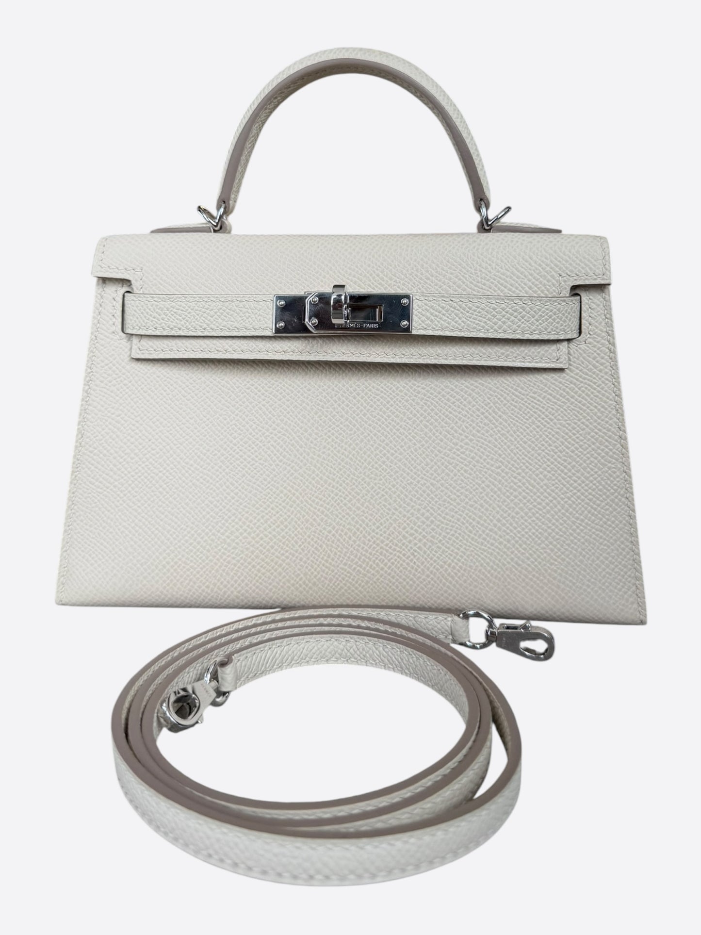 Hermes Craie Epsom & Palladium Hardware Mini Kelly 20