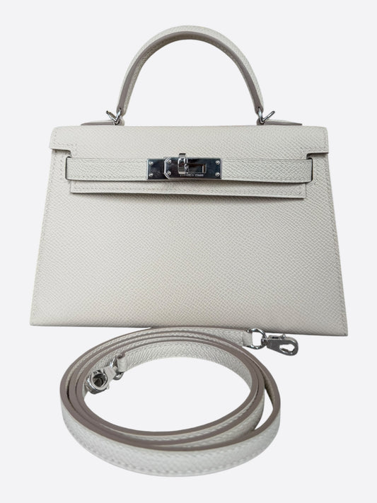 Hermes Craie Epsom & Palladium Hardware Mini Kelly 20