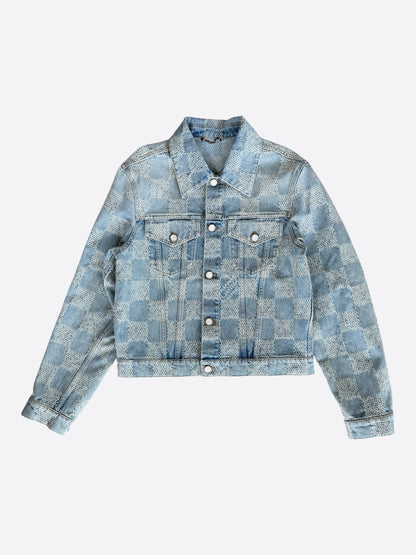 Louis Vuitton Blue Embellished Damier Denim Jacket
