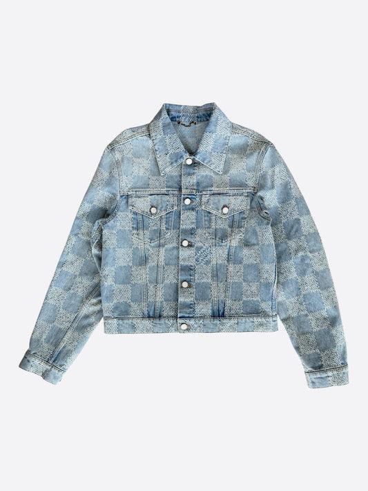 Louis Vuitton Blue Embellished Damier Denim Jacket