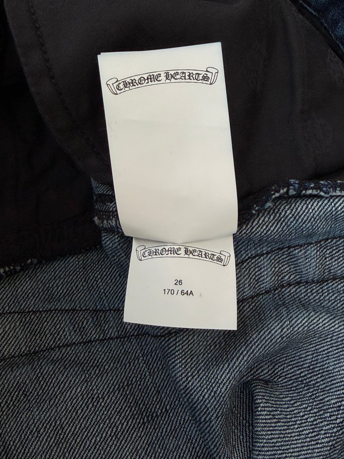 Chrome Hearts Blue & Black Cross Patch Denim Shorts