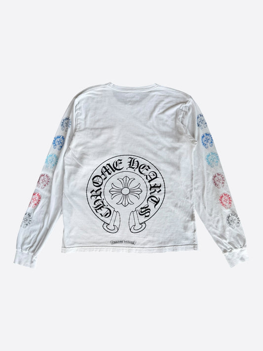 Chrome Hearts White & Multicolor Horseshoe Logo Longsleeve T-Shirt