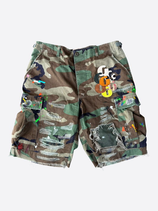 Gallery Dept Green Camouflage G Patch Cargo Shorts