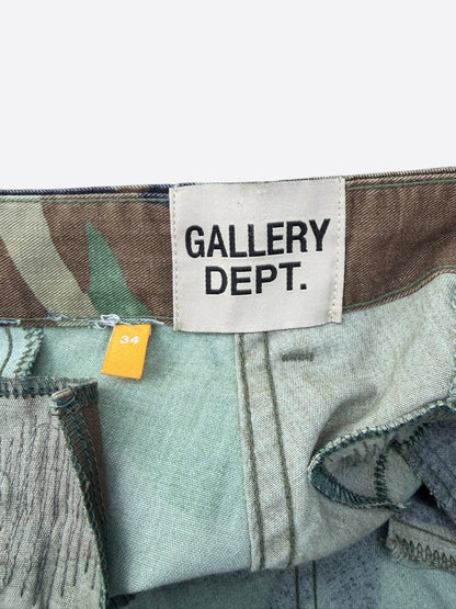 Gallery Dept Green Camouflage G Patch Cargo Shorts