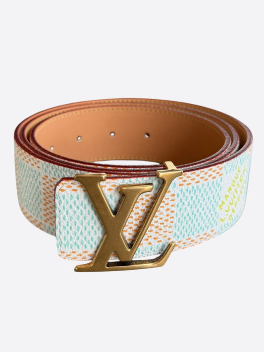Louis Vuitton White, Blue & Orange Damier Belt