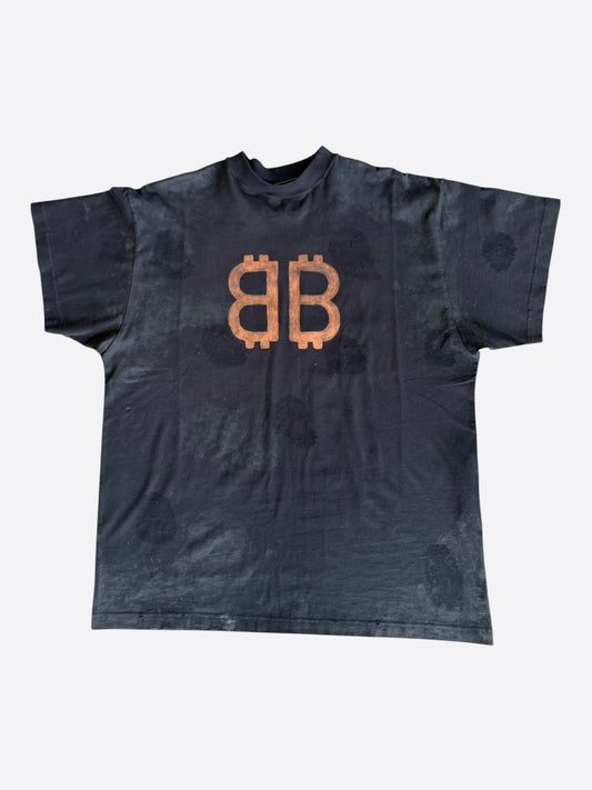Balenciaga Black & Orange Crypto Logo T-Shirt