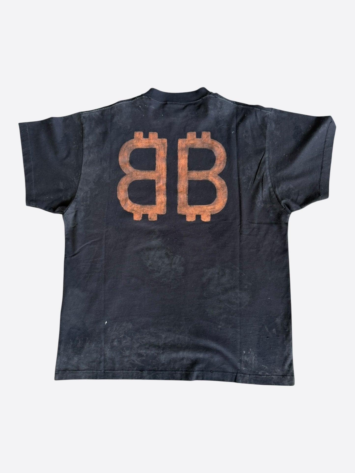 Balenciaga Black & Orange Crypto Logo T-Shirt