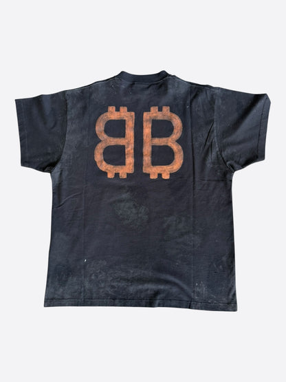 Balenciaga Black & Orange Crypto Logo T-Shirt