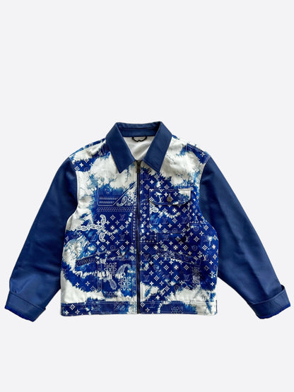 Louis Vuitton Blue Bandana Mixed Leather Jacket