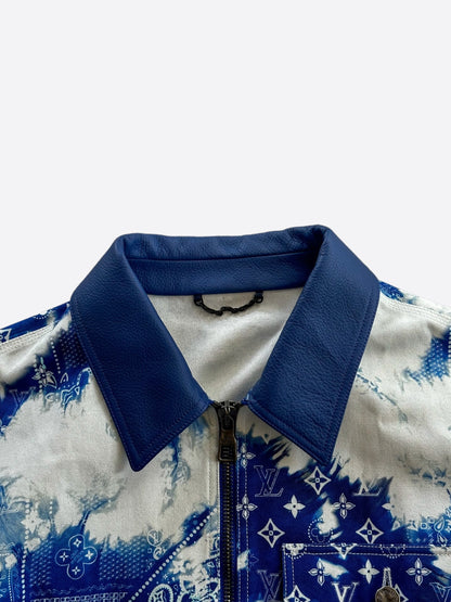 Louis Vuitton Blue Bandana Mixed Leather Jacket