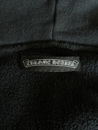 Chrome Hearts Black Leather Triple Cross Patch Zip Up Hoodie
